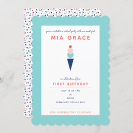 Convite Aqua do primeiro partido de zoom do Sorvete de ani