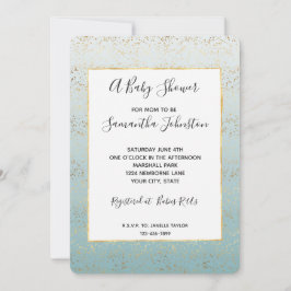 Convite Aqua Dourada Ombre Confetti Glam Chá de fraldas