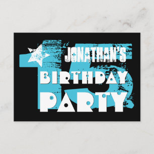 Convite AQUA e BLACK 15 Birthday Grunge Party