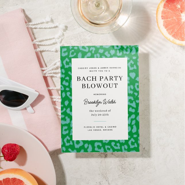 Convite Aqua e Festa de solteira de impressão verde em ani (Criador carregado)