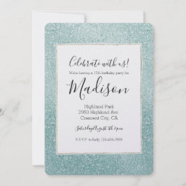 Convite Aqua Glitzy Ombre