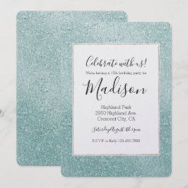 Convite Aqua Glitzy Ombre