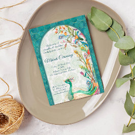 Convite Aqua green teal Arabian floral mehndi