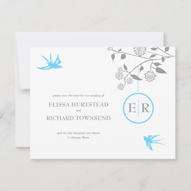 Convite Aqua Marigold Salve os Anúncios de Data (Frente)