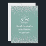 Convite Aqua Mint Silver Diamond Glitter aniversário de 30<br><div class="desc">Crie seu próprio convite de festas elegante aqua/mint aniversário de 30 anos para mulheres com brilho brilhante e um texto branco de caligrafia/roteiro. O texto e as fontes são completamente personalizáveis neste convite para que você possa alterá-lo para funcionar em qualquer idade. A cor de fundo também é personalizável, de...</div>