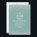 Convite Aqua Mint Silver Diamond Glitter aniversário de 40<br><div class="desc">Crie seu próprio convite de festas elegante aqua/mint aniversário de 40 anos para mulheres com brilho brilhante e um texto branco de caligrafia/roteiro. O texto e as fontes são completamente personalizáveis neste convite para que você possa alterá-lo para funcionar em qualquer idade. A cor de fundo também é personalizável, de...</div>