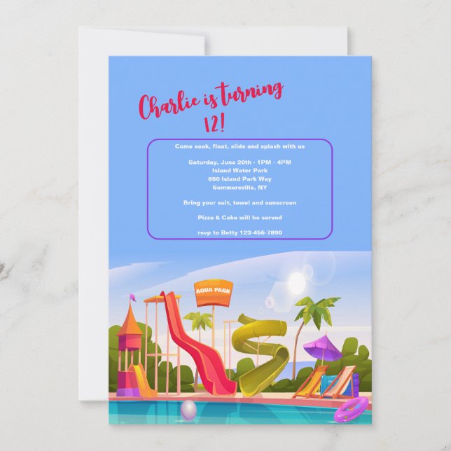 Convite Aqua Park (Frente)