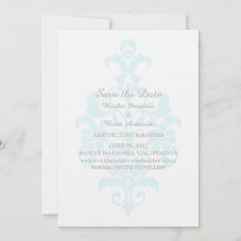 Convite Aqua Sutil Damask Save Date Invite