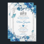 Convite Aqua Teal Quinceañera Silver Crown 15 Anos<br><div class="desc">Aqua Teal Quinceañera Silver Crown Mexicana Convite Mis Quince 15 Anos,  16º Aniversário, </div>