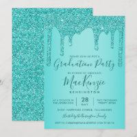Aqua Teal Sparkle Glitter Drives Festa de formatur