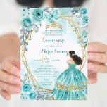 Convite Aqua Teal Turquoise2 Rosa e Butterfly Mis Quince<br><div class="desc">Aqua Teal Turquoise2 Rosa & Butterfly Mis Quince Convite Mis Quince Anos,  15 Birthday</div>