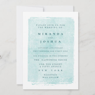 Convite Aqua Turquesa Grunge Distressed Casual