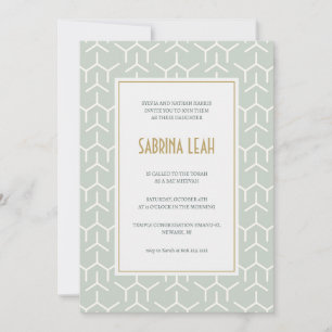 Convite Aqua verde padrão moderno Bat Mitzvah