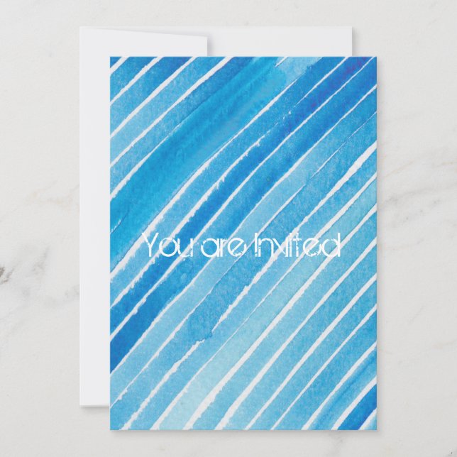 Convite Aqua Watercolor Chá de fraldas (Frente)