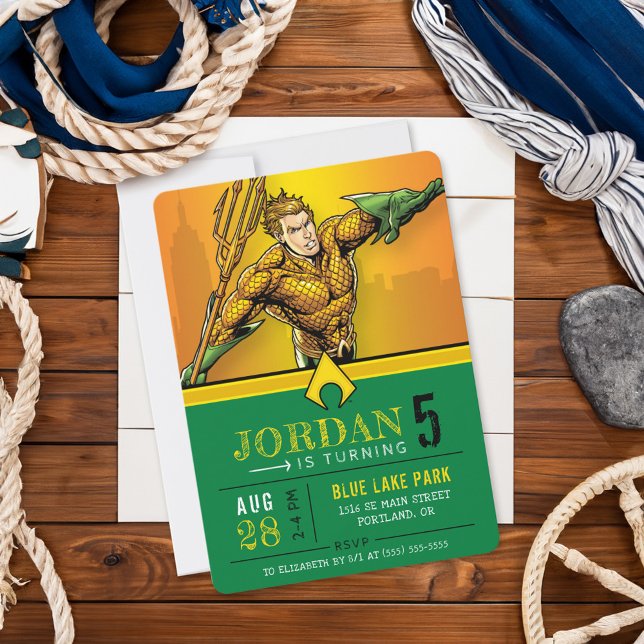 Convite Aquaman | Feliz Aniversário (Invite on table)