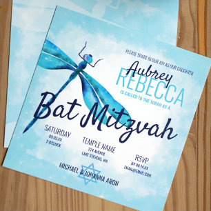 Convite Aquamarine e Dragão Azul-Marinho Bar Mitzvah