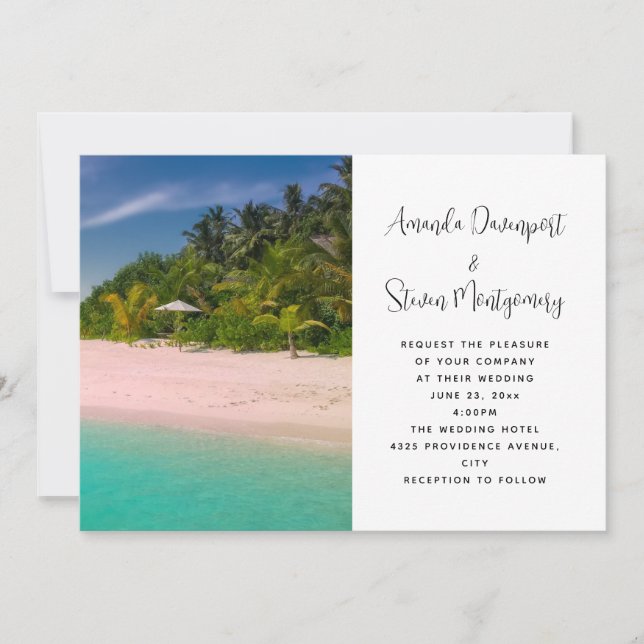 Convite Aquamarine Ocean Tropical Beach Wedding (Frente)
