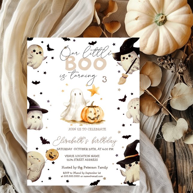 Convite Aquarela Abóbora Fantasma Boo Halloween (Criador carregado)