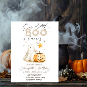 Convite Aquarela Abóbora Fantasminha Boo Halloween