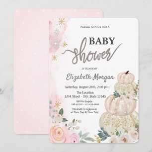 Convite Aquarela Abóboras Flores Pontinhos Chá de Bebê