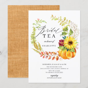 Convite Aquarela Abumpkin Autumn Wreath Chá de panela Tea