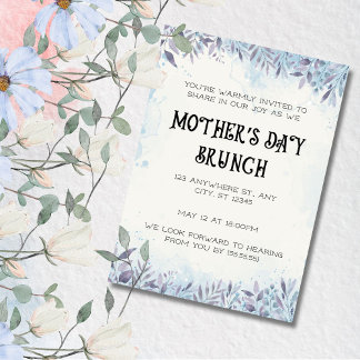 Convite Aquarela, Amor de Mãe em Flor, Brunch do Dia das M