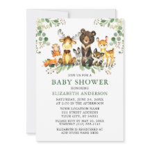 Aquarela Animais da Floresta Chá de fraldas verde