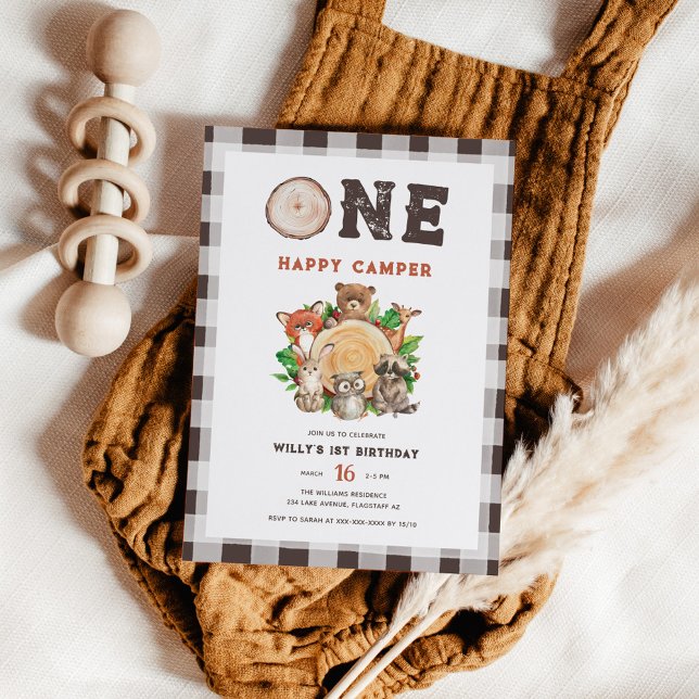 Convite Aquarela Animais da Floresta Feliz Camponês Aniver (Criador carregado)