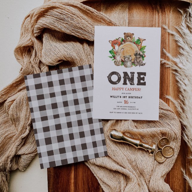 Convite Aquarela Animais da Floresta Feliz Camponês Aniver (Criador carregado)