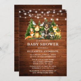 Convite Aquarela Animais da Floresta Madeira Luzes de made