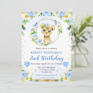 Convite Aquarela Aniversário Infantil Leão Fofa Selva
