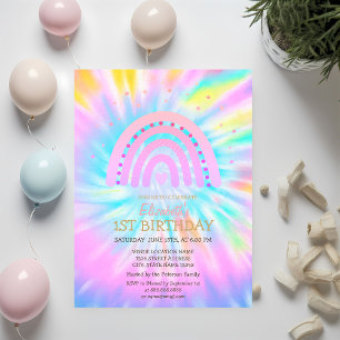 Convite Aquarela Arco-íris Tie Dye Aniversário