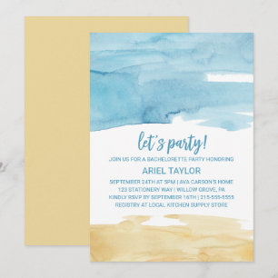 Convite Aquarela Areia e Mar Vamos Fazer uma Festa