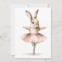 Aquarela Bailarina Coelho Dançando Bege Rosa