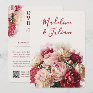 Convite Aquarela Blooms | Peônia Casamento All-in-one