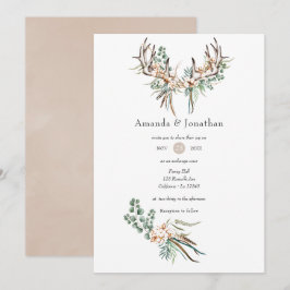 Convite Aquarela Boho Algodão e Eucalipto Casamento Boho