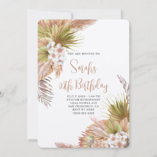 Convite Aquarela Boho Bege Floral Aniversário