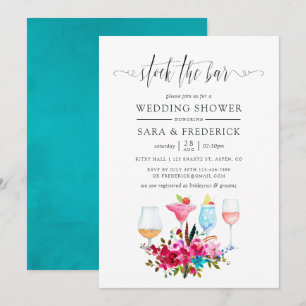 Convite Aquarela Boho Chic Floral Abasteça o Bar