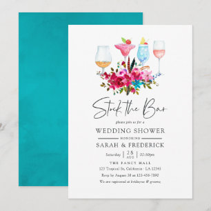 Convite Aquarela Boho Chic Floral Abasteça o Bar