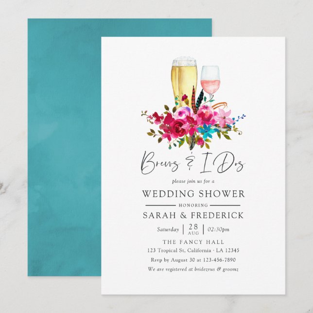 Convite Aquarela Boho Chic Floral Bebidas Antes Dos I Dos (Frente/Verso)