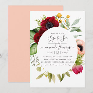 Convite Aquarela Boho Floral Sip and See