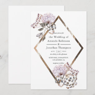 Convite Aquarela Boho Flores Secas Casamento