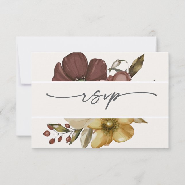 Convite Aquarela Boho Neutro RSVP Casamento (Frente)