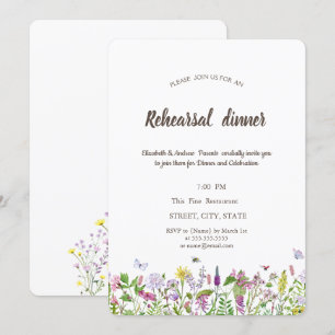 Convite Aquarela Borboletas de Flores Silvestres