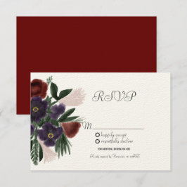 Convite Aquarela Borgonha Botânica Vintage Kraft RSVP