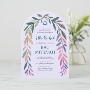 Convite Aquarela Botânica ARCO Bar Bat Mitzvah PERSONALIZA