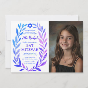 Convite Aquarela Botânica FOTO PERSONALIZADA Bar Mitzvah