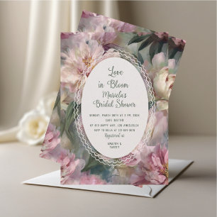 Convite Aquarela Botânica Vintage amor em flor Casamento S