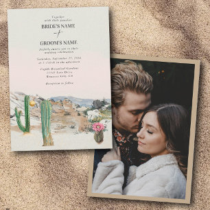 Convite Aquarela Cacto Deserto Boho Casamento Foto Persona