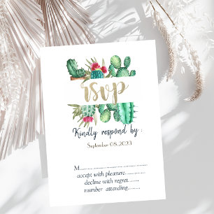 Convite Aquarela Cacto Pontos de Bolha RSVP